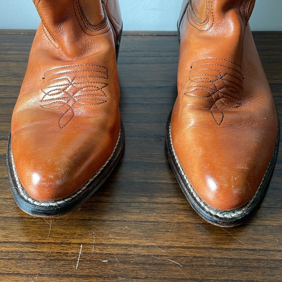 Dexter, 10.5, men’s orange camel color leather cowboy western boots - Picture 3 of 14